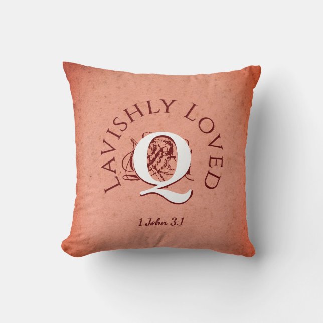 Coussin LAVISHLY AIMÉ MONogramme PEACH (Recto)