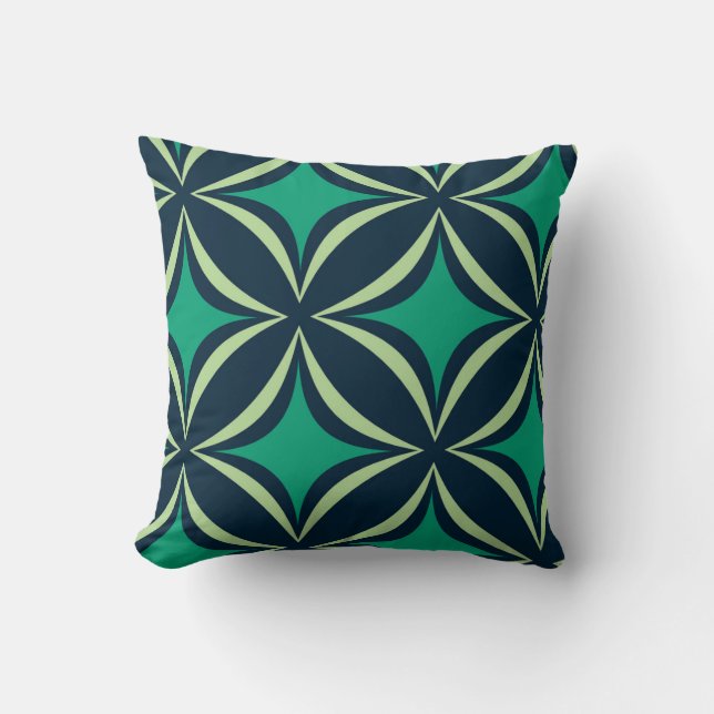 Coussin “Layered Green- Navy Geometric Patter Throw Pillow (Recto)
