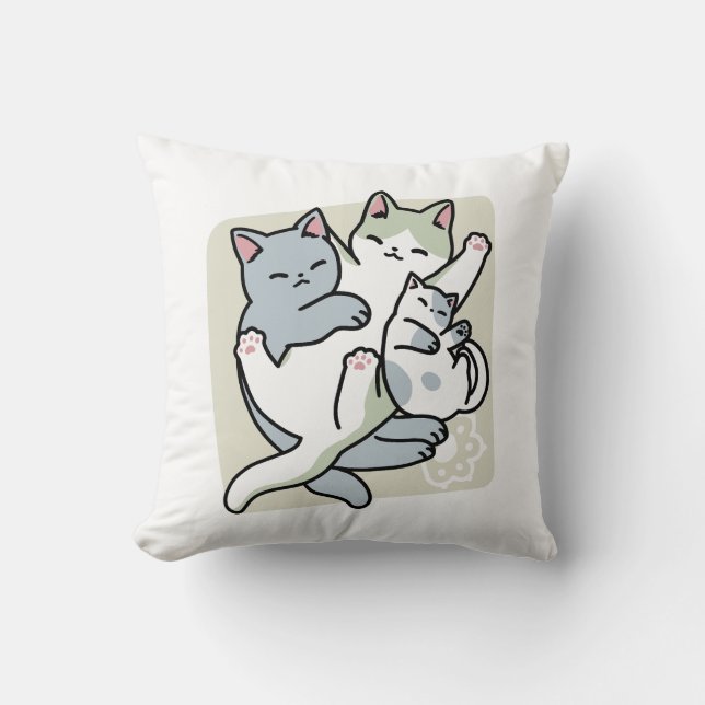 Coussin Laze Furr Days - Cute Lazy Cats Design (Recto)