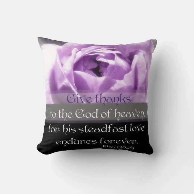 Coussin Le 136:26 de psaume donnent des mercis…. (Recto)