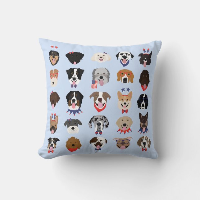 Coussin Le 4 Juillet Dog Visages (Recto)