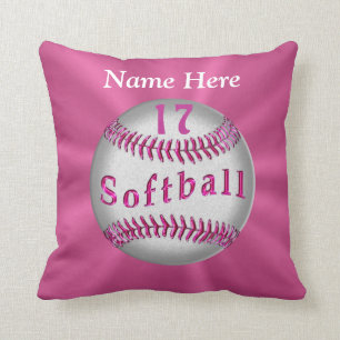 Coussin Le base-ball personnalisé par rose repose le NOM