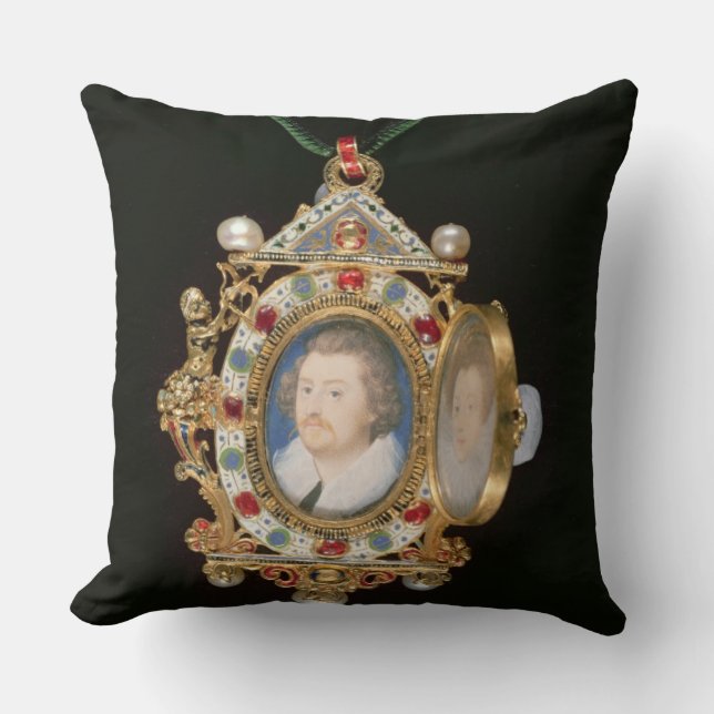 Coussin Le bijou de Gresley, avec les portraits miniatures (Recto)