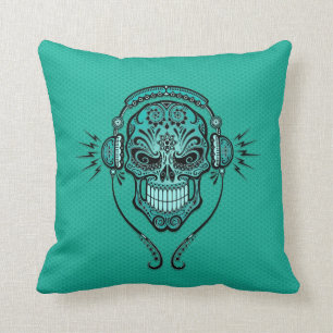 Coussin Le bleu turquoise DJ sucrent le crâne