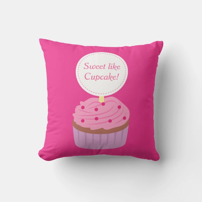 Coussin Le bonbon aiment le petit gâteau, rose, pour des (Recto)