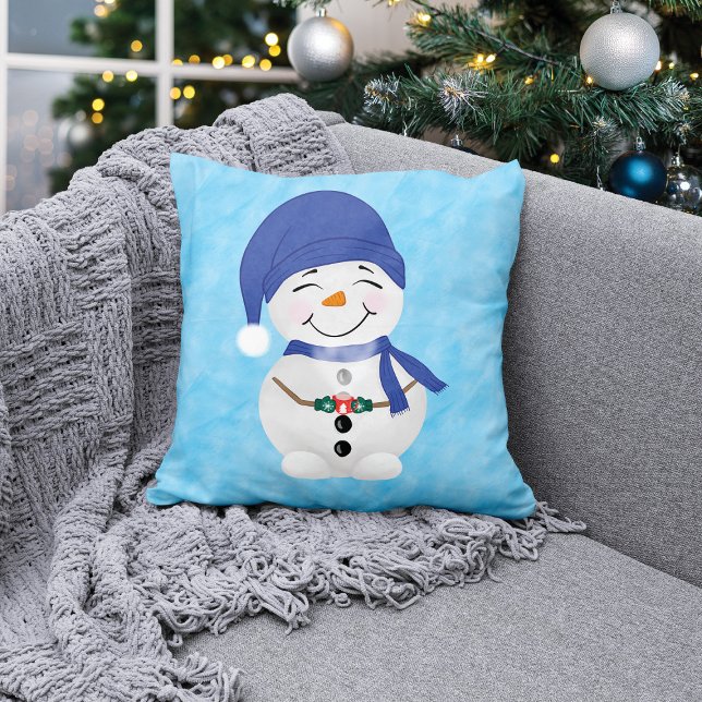 Coussin Le cacao de Snowman ravit Noël (Créateur téléchargé)
