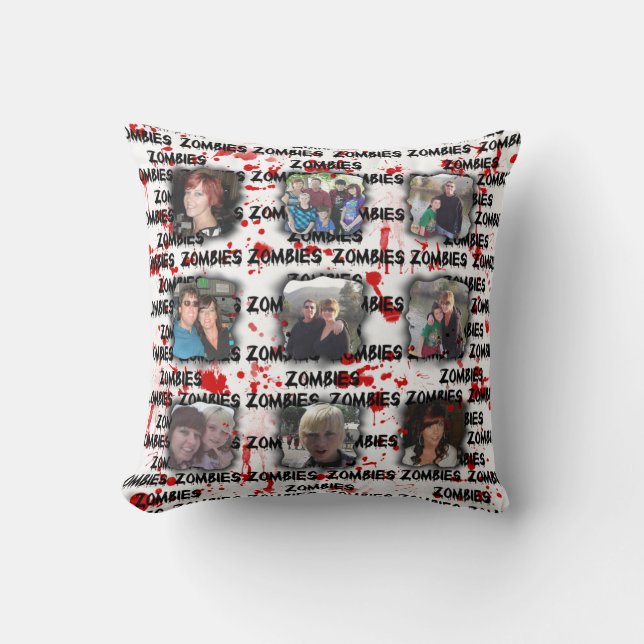 Coussin Le cadre sanglant de zombis ajoutent le collage (Recto)