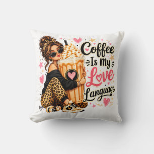 Coussin Le café est mon langage de l'amour – Citation pour