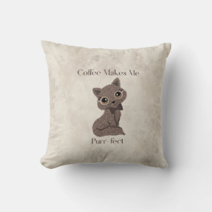 Coussin Le café me rend purr-fait-Amoureux du café-Chat-