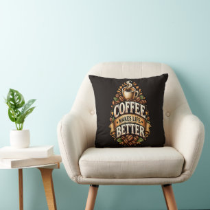 Coussin Le café rend la vie meilleure – Amateur de café Vi