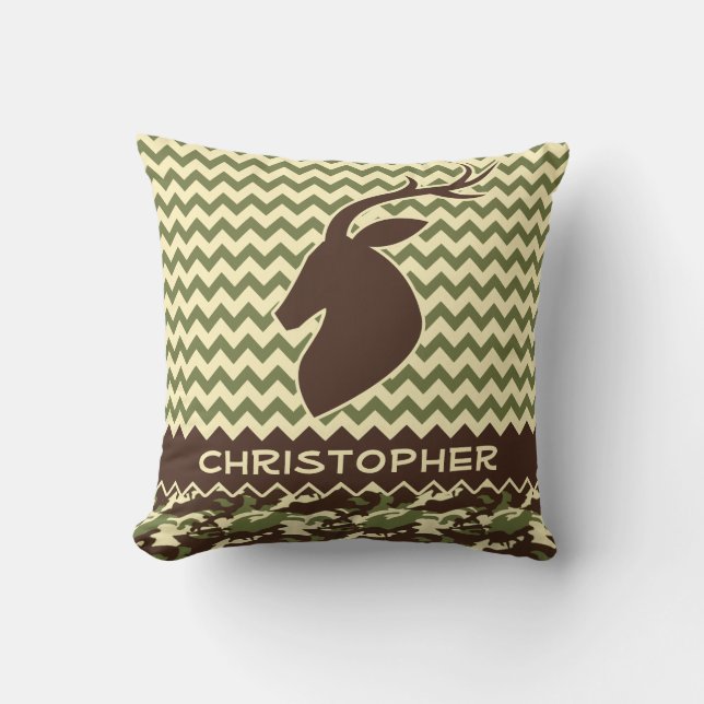 Coussin Le camouflage de mâle de cerfs communs de Chevron (Recto)