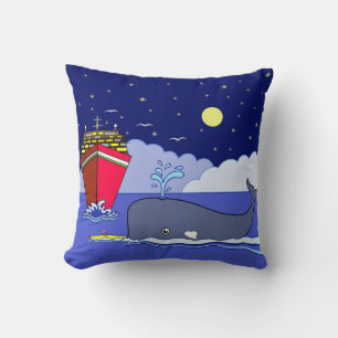 Coussin Le capitaine Kayak sauvé par la baleine