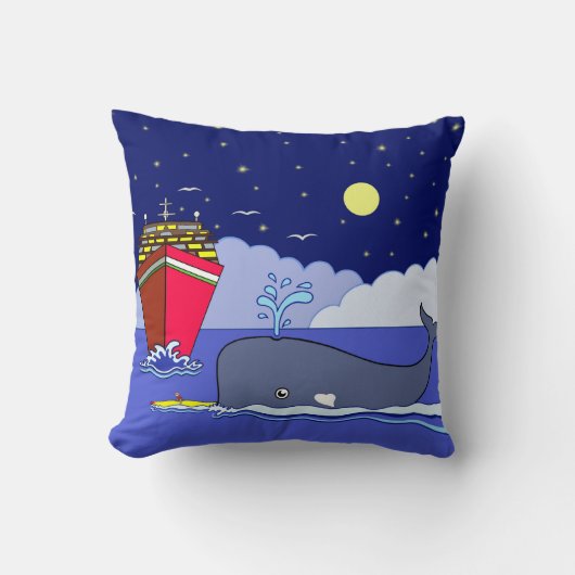 Coussin Le capitaine Kayak sauvé par la baleine (Recto)