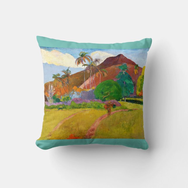 Coussin Le célèbre tableau du Paysage tahitien de Paul Gau (Recto)