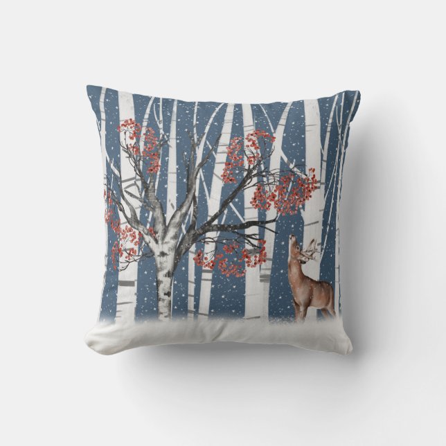Coussin Le Cerf Dans La Forêt De Birch Tree (Recto)