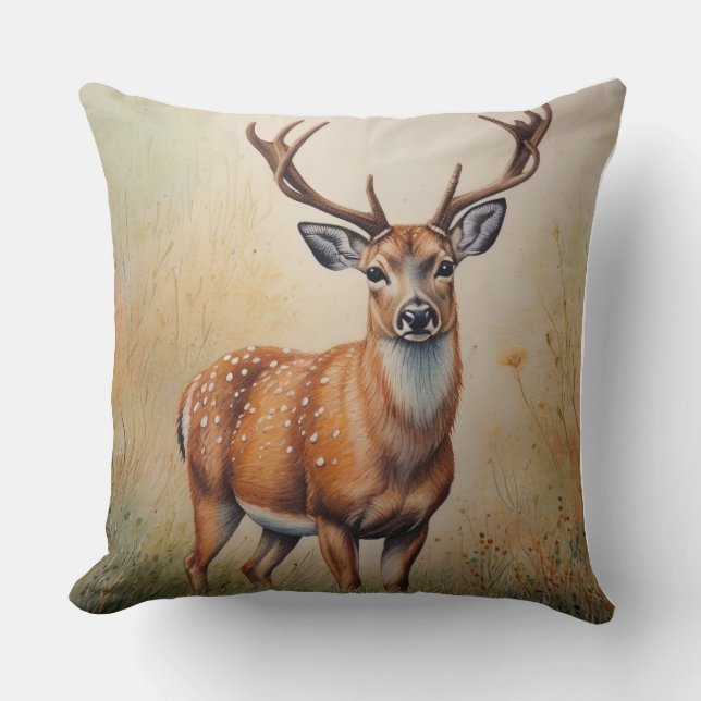 Coussin Le Cerf Majestic Dans La Forêt D'Automne (Recto)