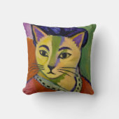 Coussin Le chat à rayure verte – Inspiré du Fauvisme de Ma (Recto)