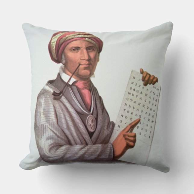Coussin Le chercheur cherokee, Sequoyah (1776-1843) (Recto)