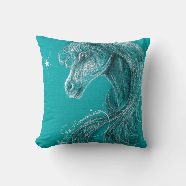 Coussin Le cheval Arabe songeur (Recto)