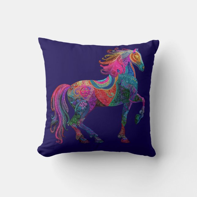 Coussin Le Cheval Brodé (Recto)