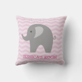 Coussin Le chevron rose et la crèche grise mignonne (Verso)