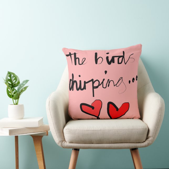 Coussin Le chirping aux oiseaux - rouge rose (Chaise)