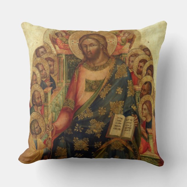 Coussin Le Christ a couronné avec des saints et des anges (Recto)
