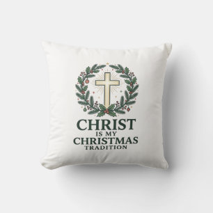 Coussin Le Christ est ma tradition de Noël Croix vintage D