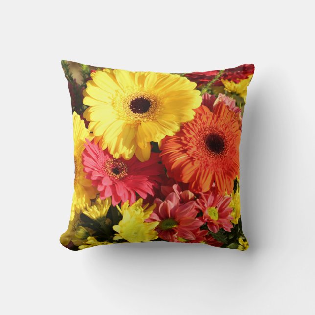 Coussin Le chrysanthème rouge jaune de Gerbera fleurit le (Recto)
