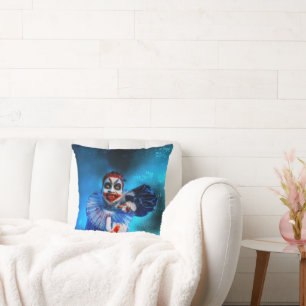 Coussin Le clown sinistre d'Halloween de SlipperyJoe barbo