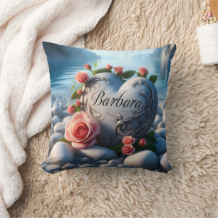 Coussin Le coeur de Barbara au bord de l'eau