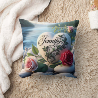 Coussin Le coeur de Jennifer au bord de la rivière