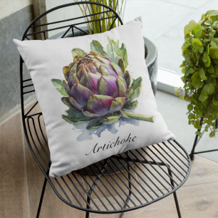Coussin Le Coeur du Jardin : Artichoke en Aquarelle