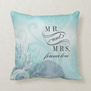 Coussin Le coquillage rêve M. et Mme aqua de plage