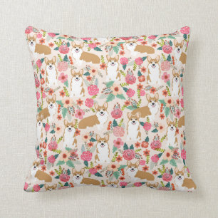 Coussin Le Corgi gallois, chien de printemps à chair flor
