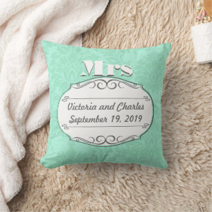 Coussin Le coton est le 2ème anniversaire Mariage Mint Dam