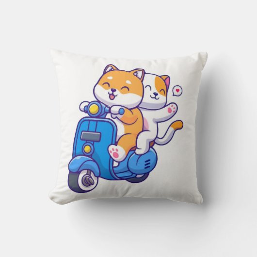 Coussin Le Couple de Shiba Mignon (Recto)