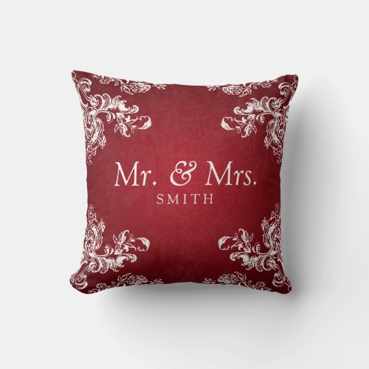 Coussin Le cru élégant de mariage tourbillonne le rouge 2 (Recto)
