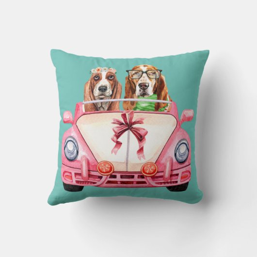 Coussin Le design Mariage de Basset Hound (Verso)