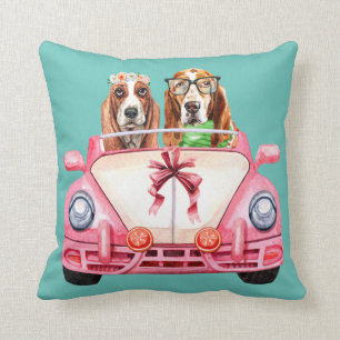 Coussin Le design Mariage de Basset Hound