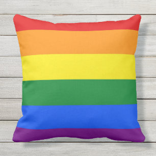 Coussin Le DRAPEAU d'ARC-EN-CIEL COLORE des rayures + vos
