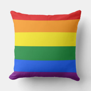 Coussin Le DRAPEAU d'ARC-EN-CIEL COLORE des rayures + vos