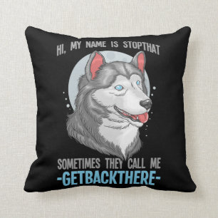 Coussin Le drôle de propriétaire sibérien de Chien Husky