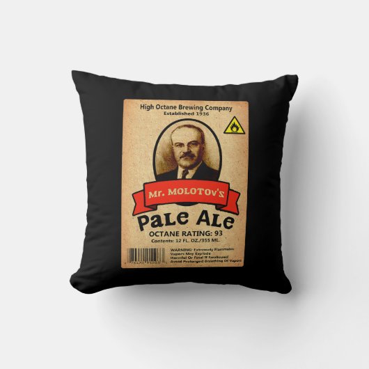 Coussin Le Étiquette Pale Ale de M. Molotov (Recto)