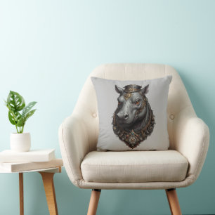 Coussin "Le géant piloté par les engrenages : l'hippo à va