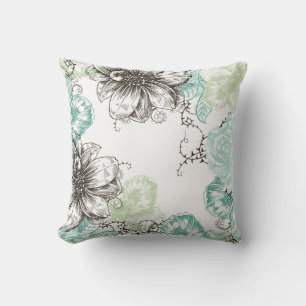 Coussin Le graphique vintage floral moderne fleurit le