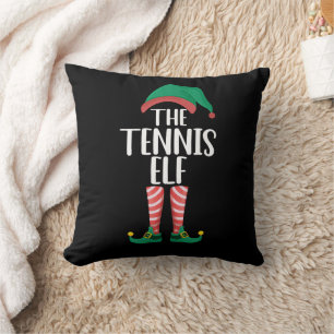 Coussin Le groupe de Noël de la famille appariée de l'elfe