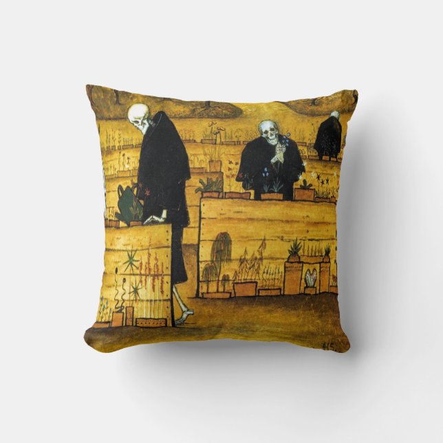 Coussin Le jardin de la mort par Hugo Simberg 1896 (Recto)