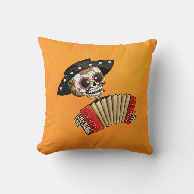 Coussin Le jour du mariachi mort d'EL de squelette (Recto)