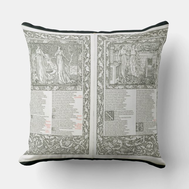Coussin Le "Kelmscott Chaucer", édité 1896 par le Kel (Recto)